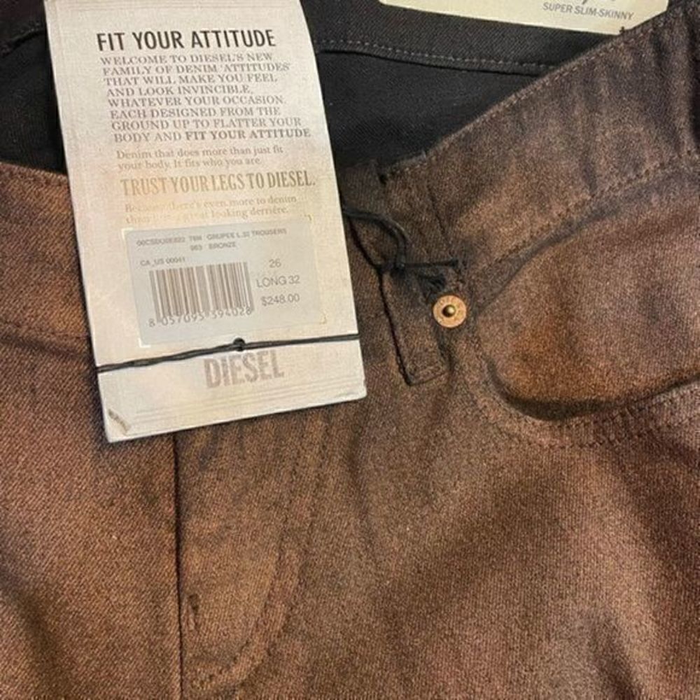 Diesel Grupee Super Slim Skinny Jeans Bronze 26x32 - Picture 4 of 8